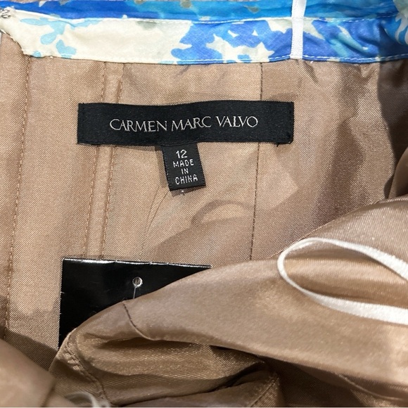 NWT Carmen Marc Valvo Silk Formal Mini Dress Sleeveless Beaded Applique Size 12 - Picture 6 of 12